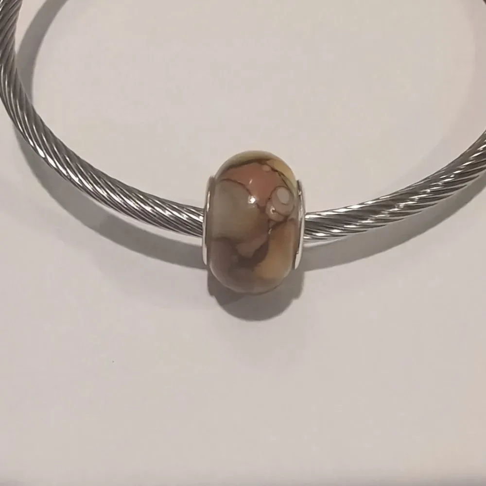 Silver Brown Watercolor‎ Charm for Pandora Style Bracelet